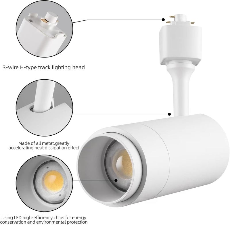 Ajbvp LED Track Lighting Heads Dimmable 24W 5CCT 2700K/3000k/3500k/4000k/5000k,Single Circu H Track Lighting Heads,Zoomable Beam 15° to 60° Ideal for Accent Art and Task Lighting,(3 Pack - White-5CCT) - Image 3